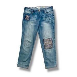VINTAGE AMERICA Bestie Jeans Patchwork Blue Size 14